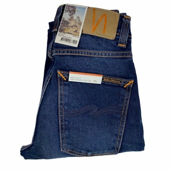 Nudie Jeans Mens Grim Tim Skinny Blue Stretch Dark - Picture 1 of 12